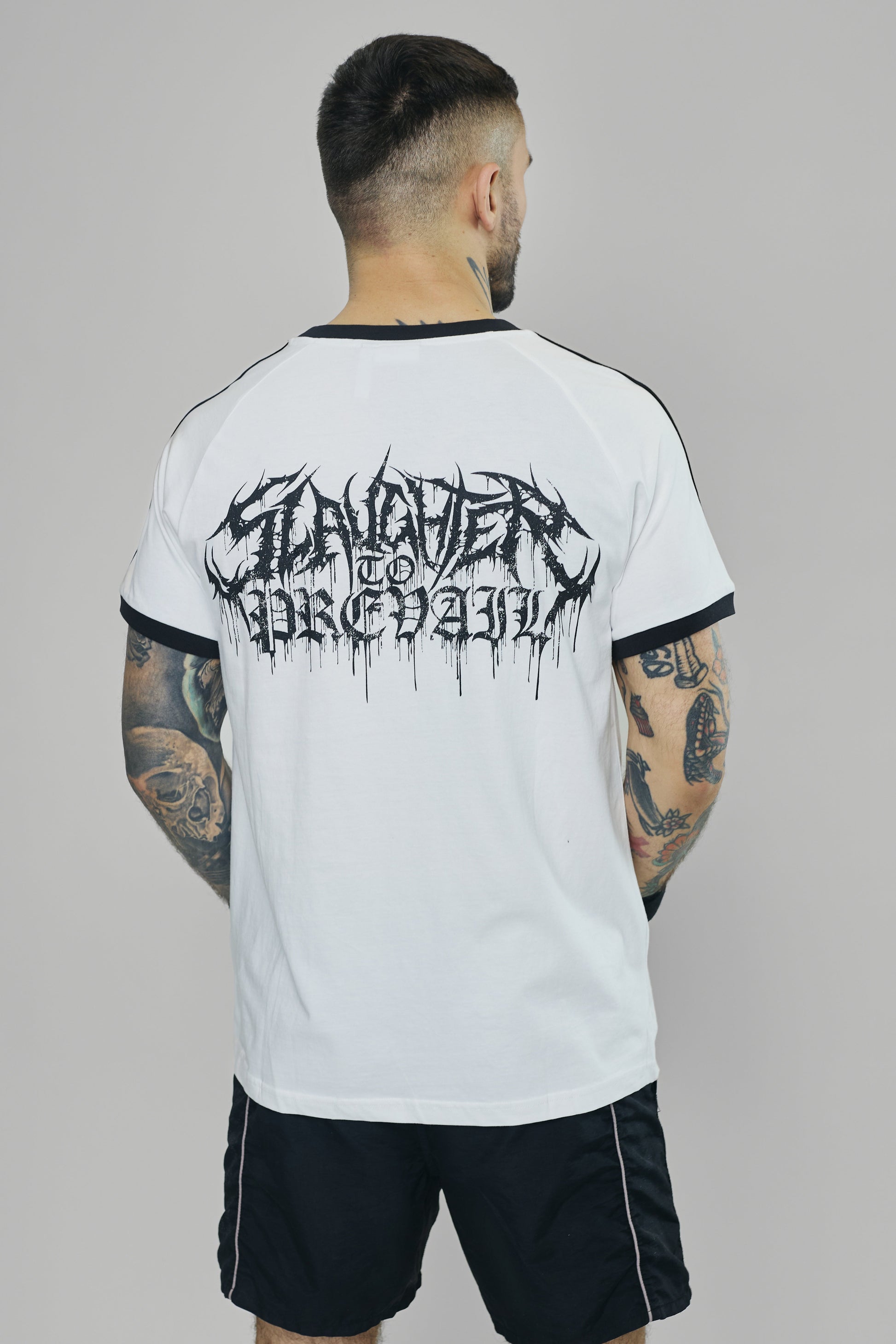 SLAUGHTER TO PREVAIL - ADI LOGO WHITE SHIRT - First Blood Merchandise